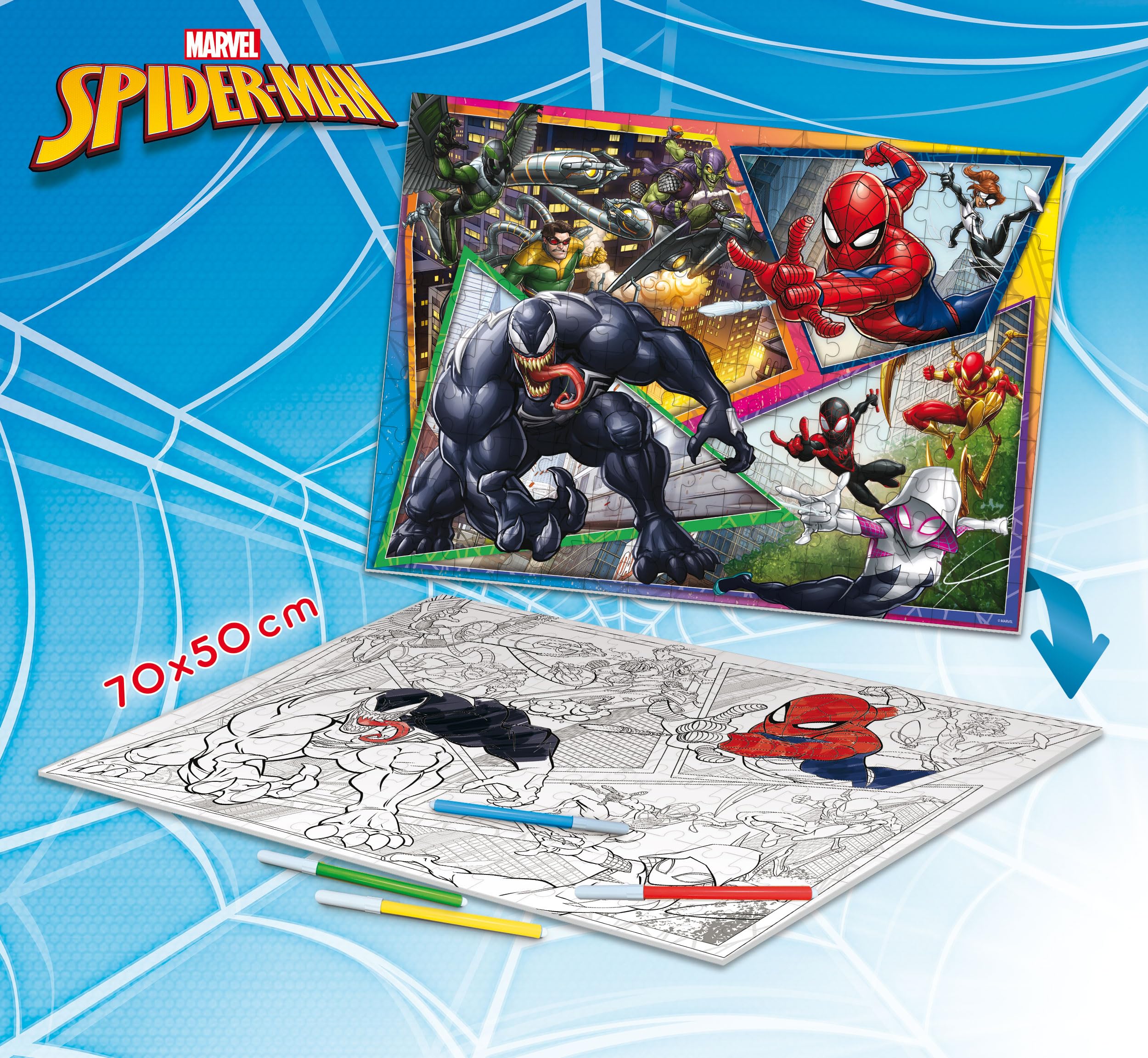 Lisciani - MARVEL SPIDERMAN - Puzzle Maxifloor Double-Sided - 150