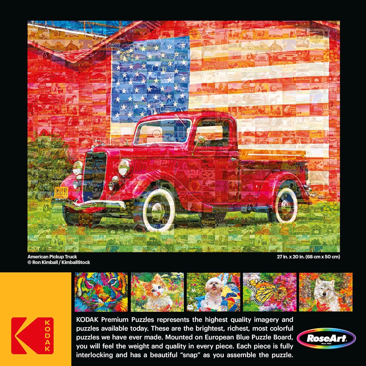 RoseArt - Kodak Premium Mosaics - American Pickup Truck - 750 Piece Jigsaw Puzzle for Adults