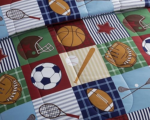 Miniatura 2 de Team Sport Mytex Home Fashions - Juego de edredón de 4 piezas, ropa de cama deportiva, colegiado, adolescente, niños, tela de doble cepillado,