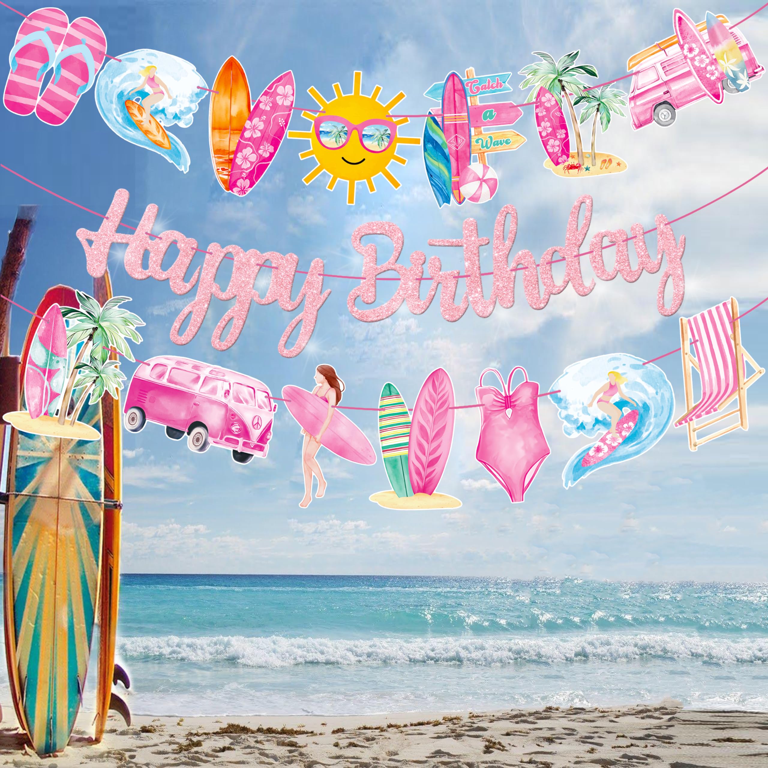 Décoration De Fête Thème Surf - 68 Pièces (Assiettes, Serviettes, Gobelets) - Pour Anniversaire Plage Ou Événement Estival