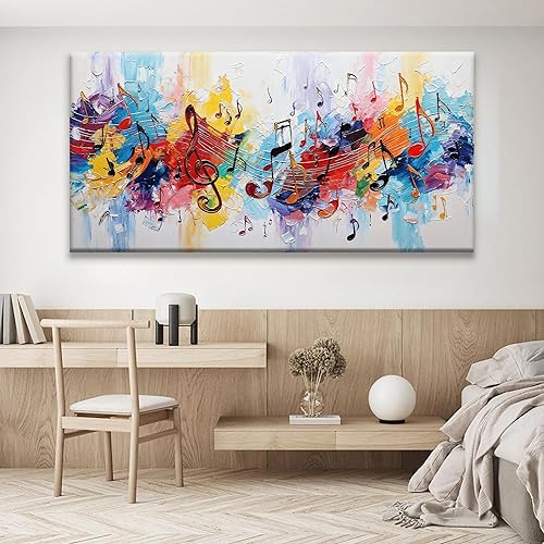 Miniatura 5 de Suconvng Arte abstracto de pared para sala de estar, nota musical colorida, lienzo para decoración de pared, impresión artística abstracta para