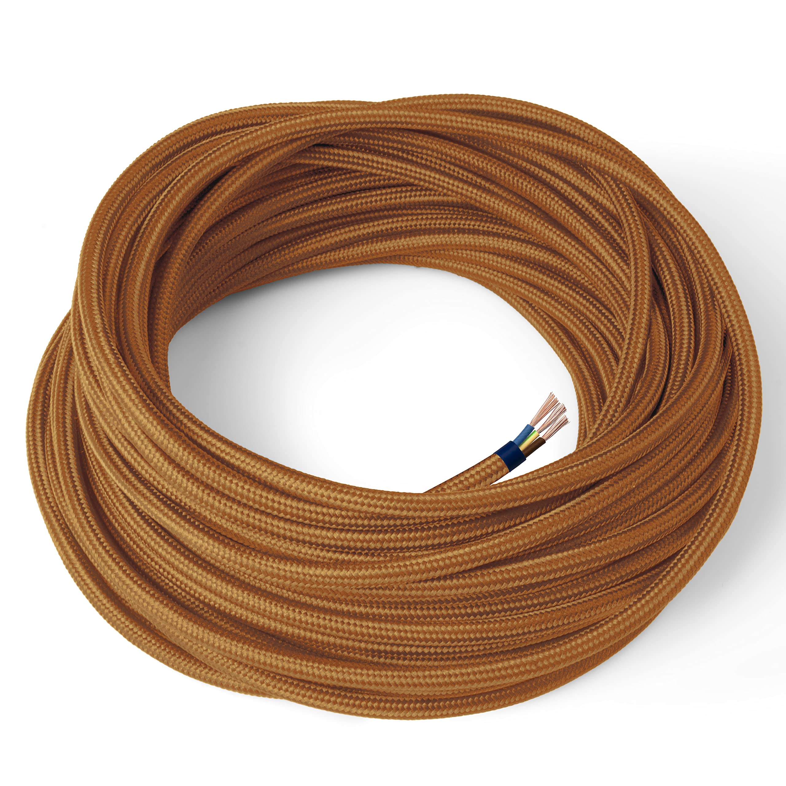 Amarcords - Cable de tela color NEGRO, redondo, seda, 10 metros, con tierra 3x0,75 - Hilo eléctrico textil de color estilo clásico para lámparas bricolaje y iluminación vintage. — view 15
