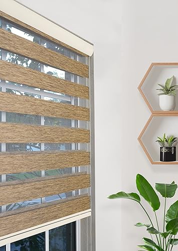 Persianas enrollables con filtro de luz de cebra de doble capa (marrón, 38 pulgadas de ancho x 78 pulgadas de largo)