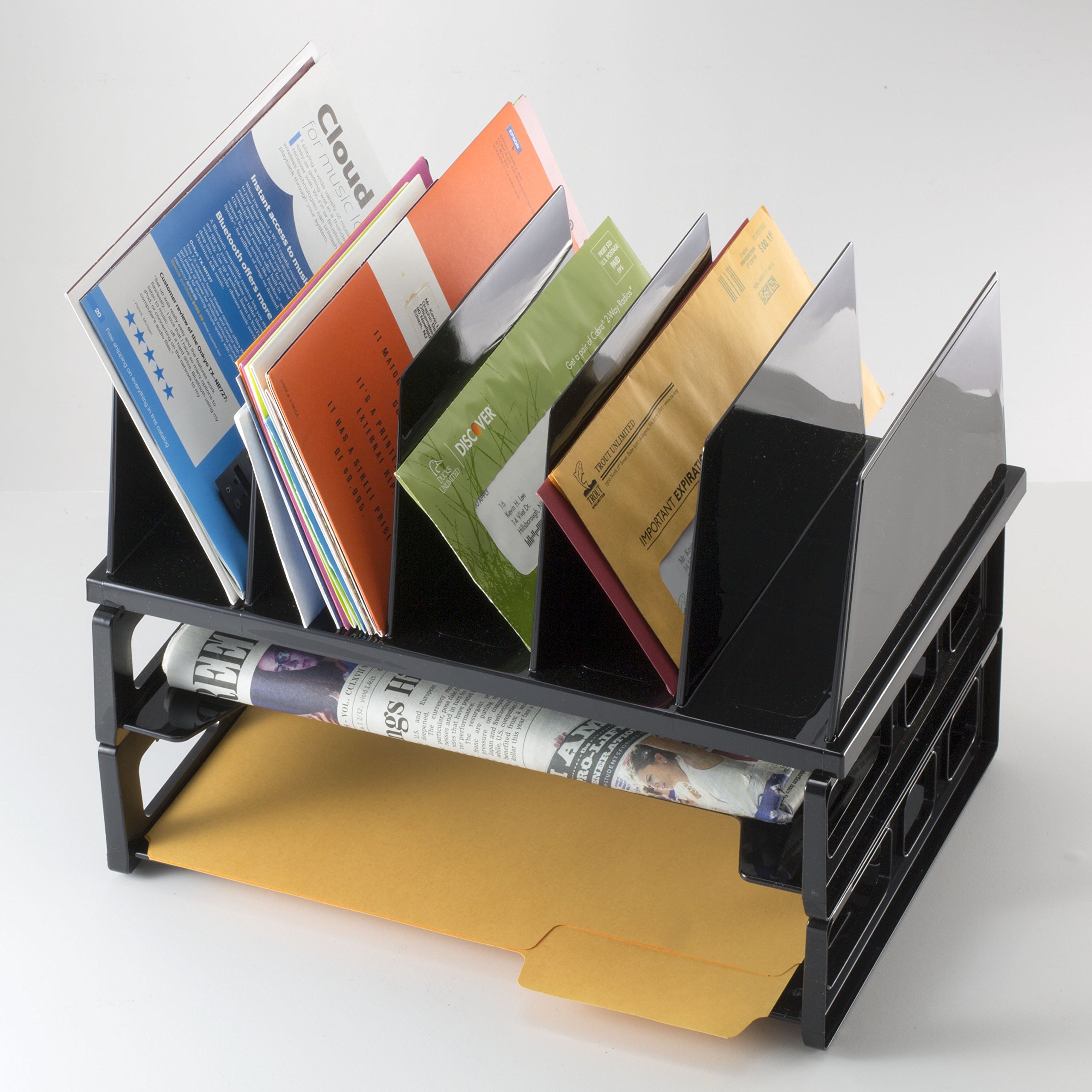 Officemate Carta bandejas y Vertical Sorter, Color Negro