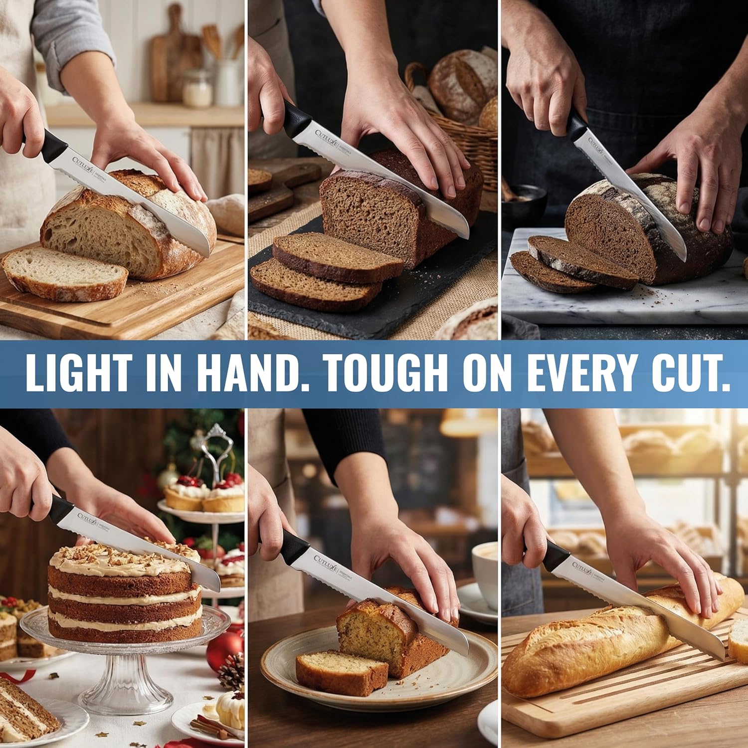 Cutluxe Bread & Cheese Knife Set – 10″ Serrated Bread Knife with Cover and 5″ Cheese Knife Slicer, Razor-Sharp Stainless Steel, Ergonomic Handles