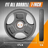 Vista 2 de Yes4All Standard 1-Inch Grip Weight Plates, Cast Iron with Multiple Sizes from 2.5 lb to 35 lb for Strength Training, Weightlifting & Muscle Toning