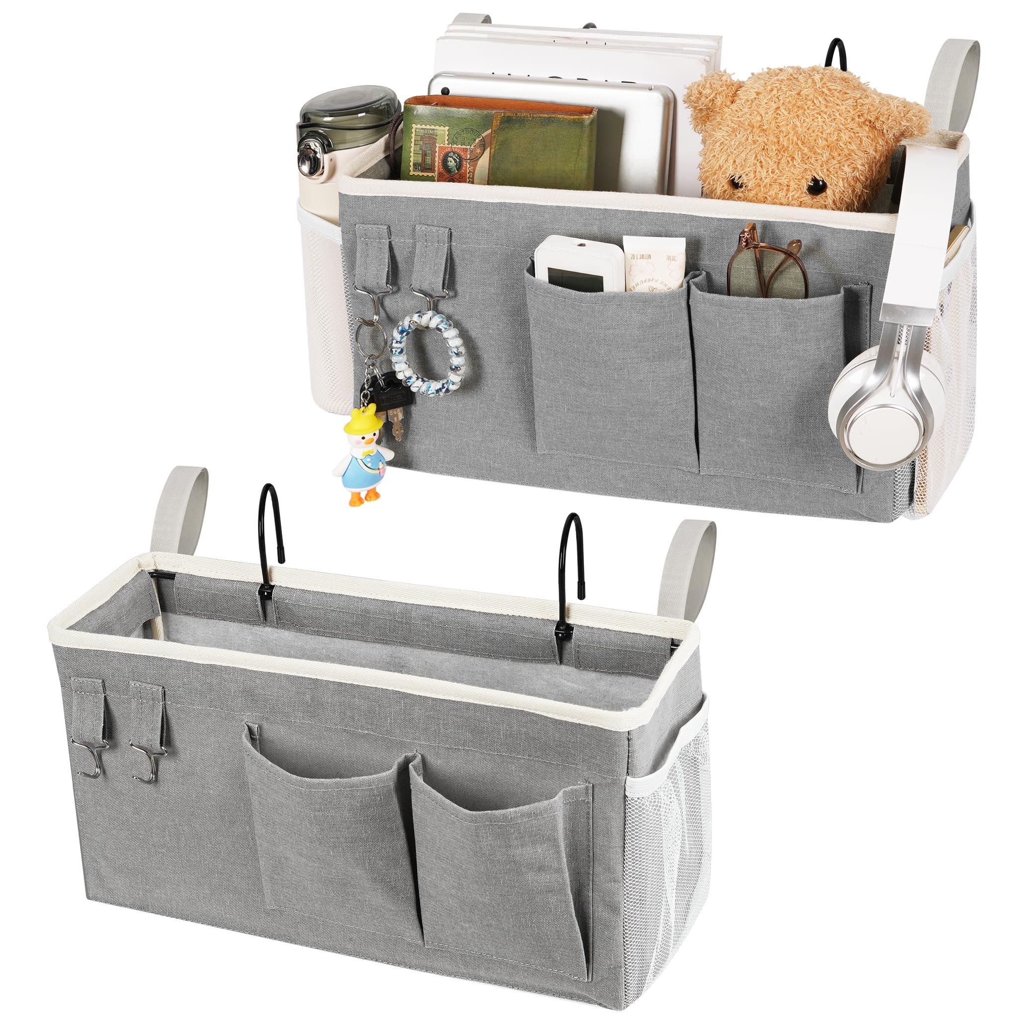Loghot Bedside Caddy/Bedside Storage Bag Hanging Organizer for Bunk and Hospital Beds,Dorm Rooms Bed Rails,Can be Placed Glasses,Books,Mobile Phones,
