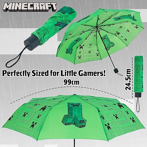 Miniatura 6 de Minecraft Folding Umbrellas for Boys Girls Durable Compact Umbrella Windproof Travel Umbrella for Teens and Gamers