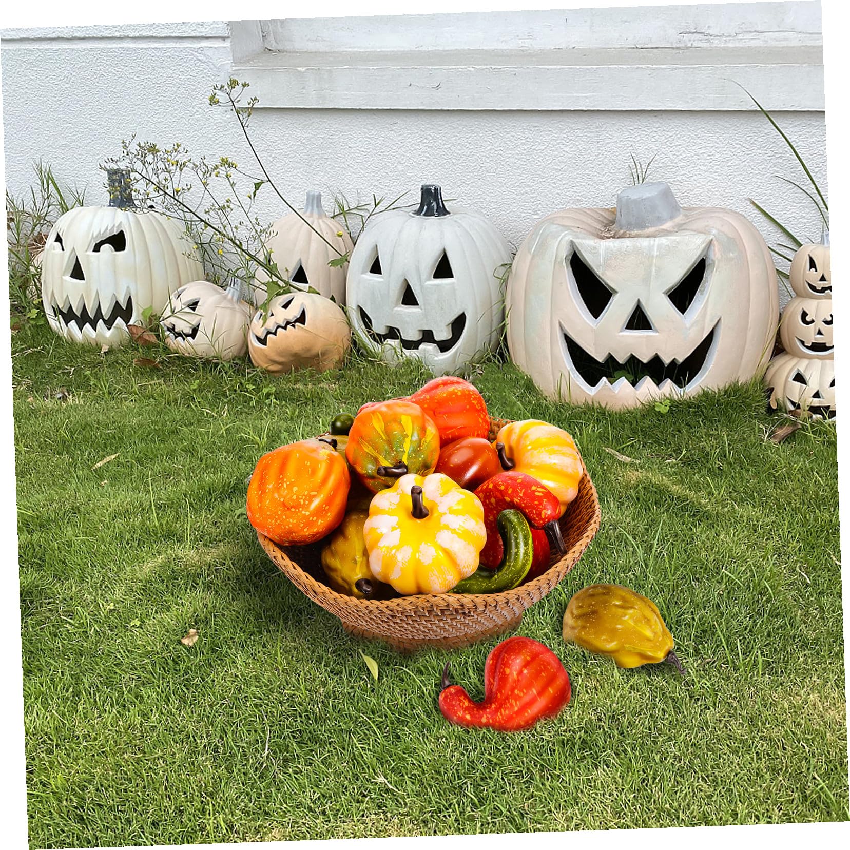 Cabilock 2 Sätze Stoffkürbisse, Künstliche Kürbisse Kürbis- Lebensechter Kleiner Kürbis Halloween-Dekoration Foam Pumpkin Szenenlayout Schmücken Herbststütze Schaum 12 Stück * 2