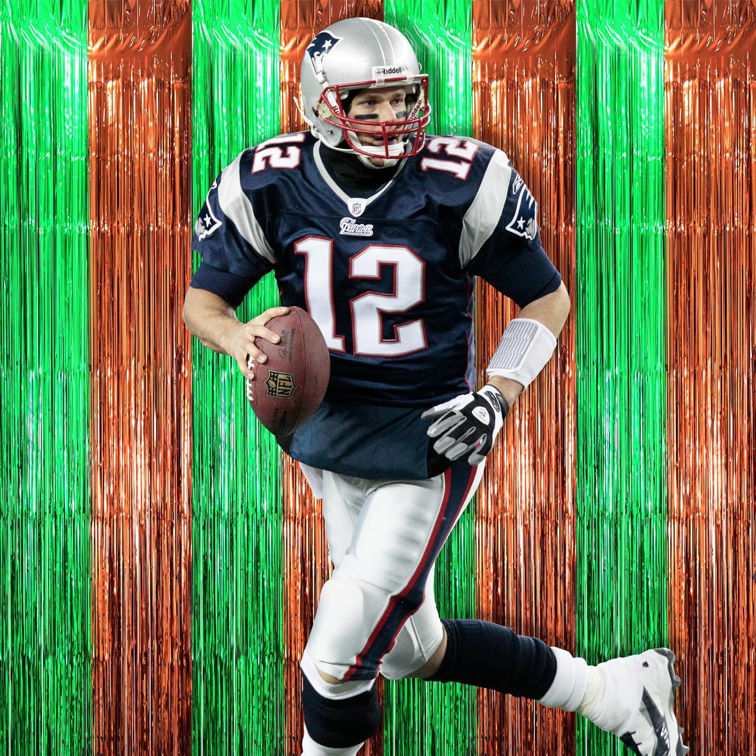 2 Pack Football Party Decorations, Green and Brown Foil Fringe Backdrop Curtains, Tinsel Streamers, Door Shimmer for Super Bowl or Birthday Party - Image 6