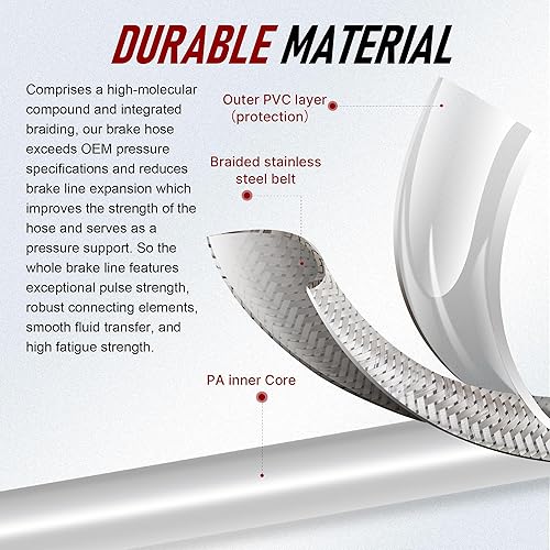 Miniatura 4 de Cromo 12-14 pulgadas Ape Hanger Cable Freno Línea Kit de cable de embrague para modelos ABS Harley 2014-2016 Touring (gris trenzado)