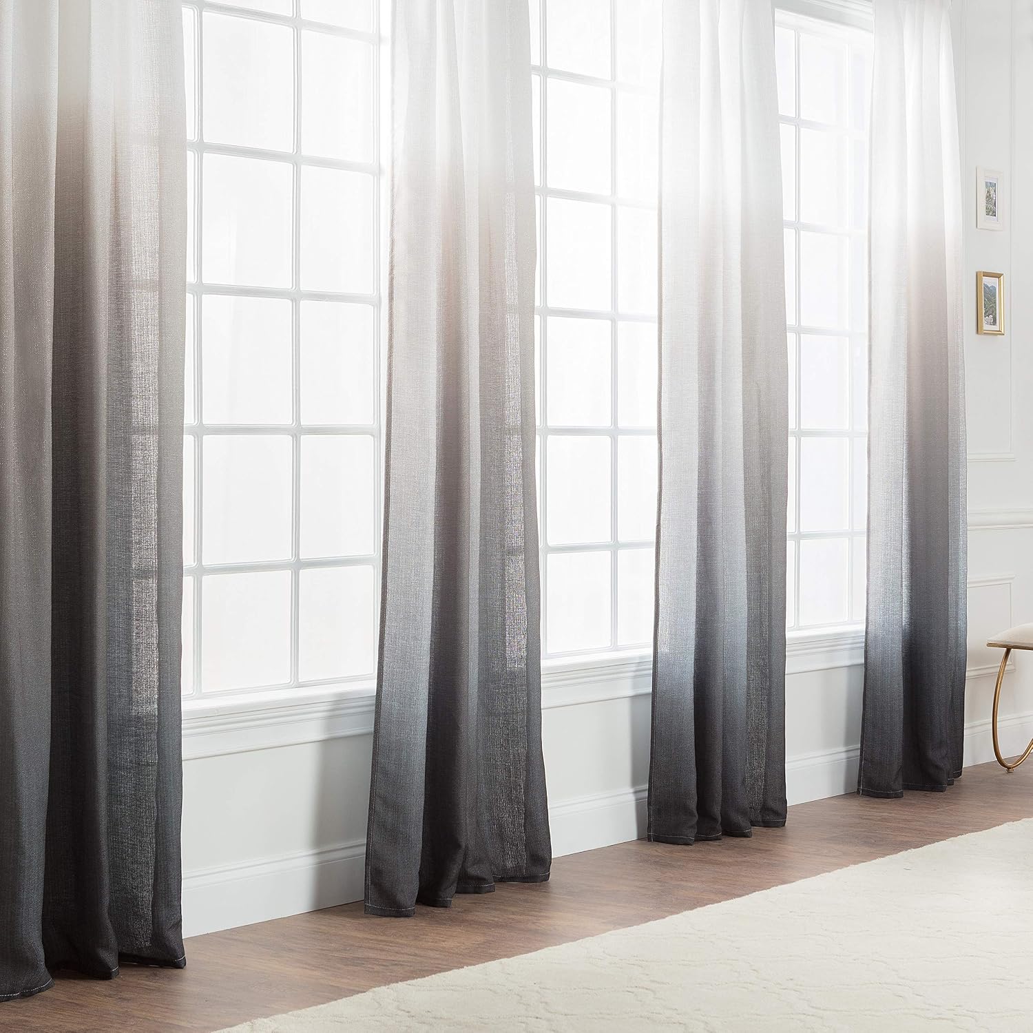 Chanasya Premium 2-Panel Gradient Ombre Faux Belgian Flax Semi Sheer Curtains - for Windows Living Room Bedroom Patio - Partial See Through Drapes for Privacy & Home52 x 63 Inches Long - Brown