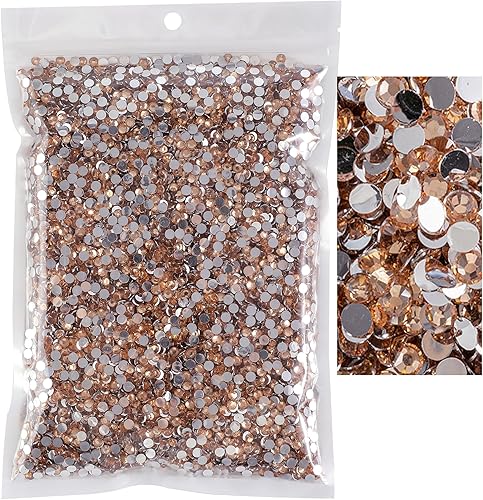 26000 diamantes de imitación de resina color champán redondos con parte trasera plana, no termofijos, para manualidades, tumber, ropa, zapatos,