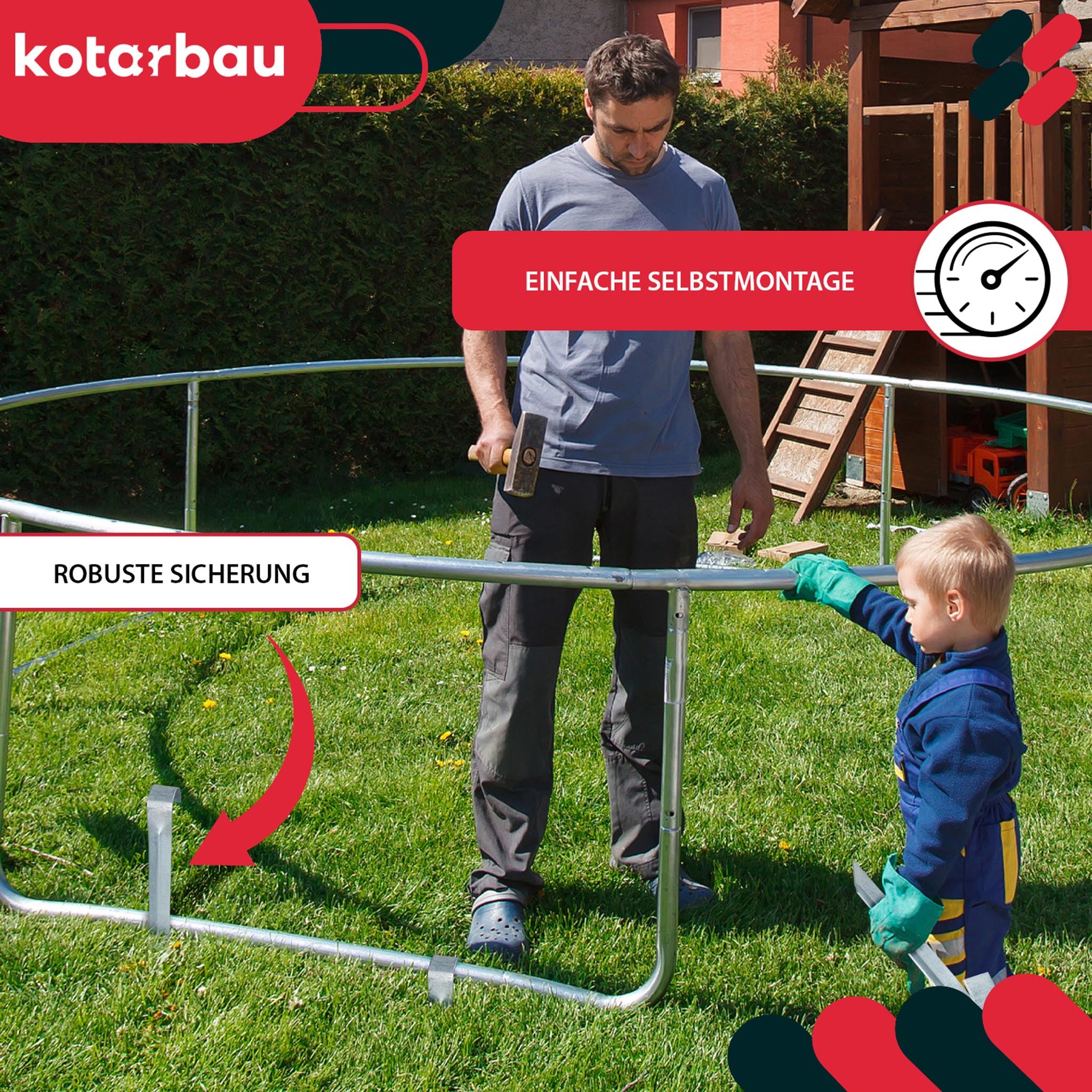 KOTARBAU® Bodenanker für Trampolin, Heringe für Gartentrampolin 350 mm | 12er Set, Erdanker zum Einschlagen, Zeltheringe, Schwerlastanker, Erdhaken aus verzinktem Stahl, Silber