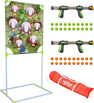 GoSports Foam Fire Games - Alien Invaders, Trophy Hunt, or Door Hang Battle Strike and Capture The Cash Targets - Include 2 Toy Blasters for Kids and Foam Ball Projectiles