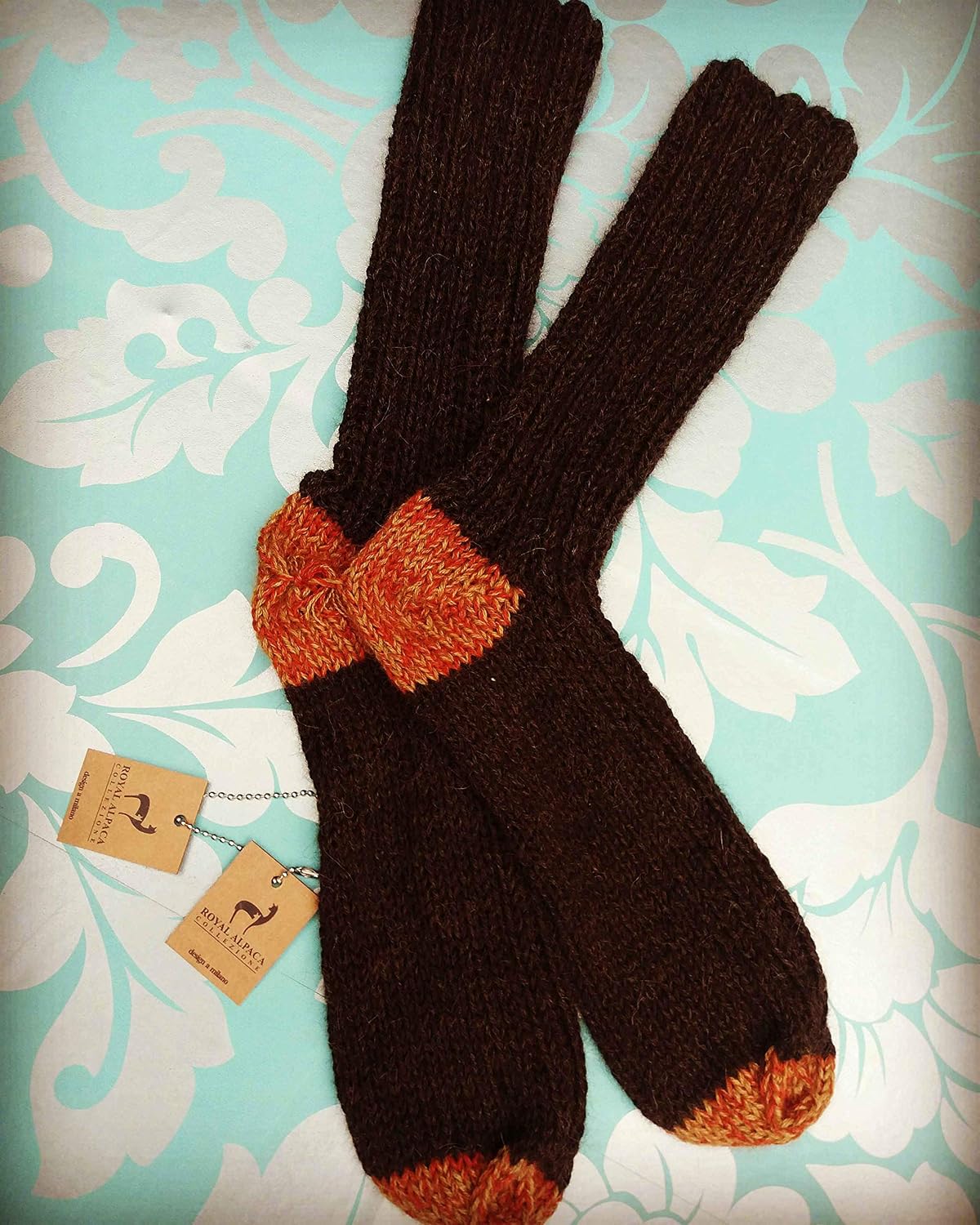 100% Peruvian Royal Alpaca Socks, Handknit, Organic, Silky, L