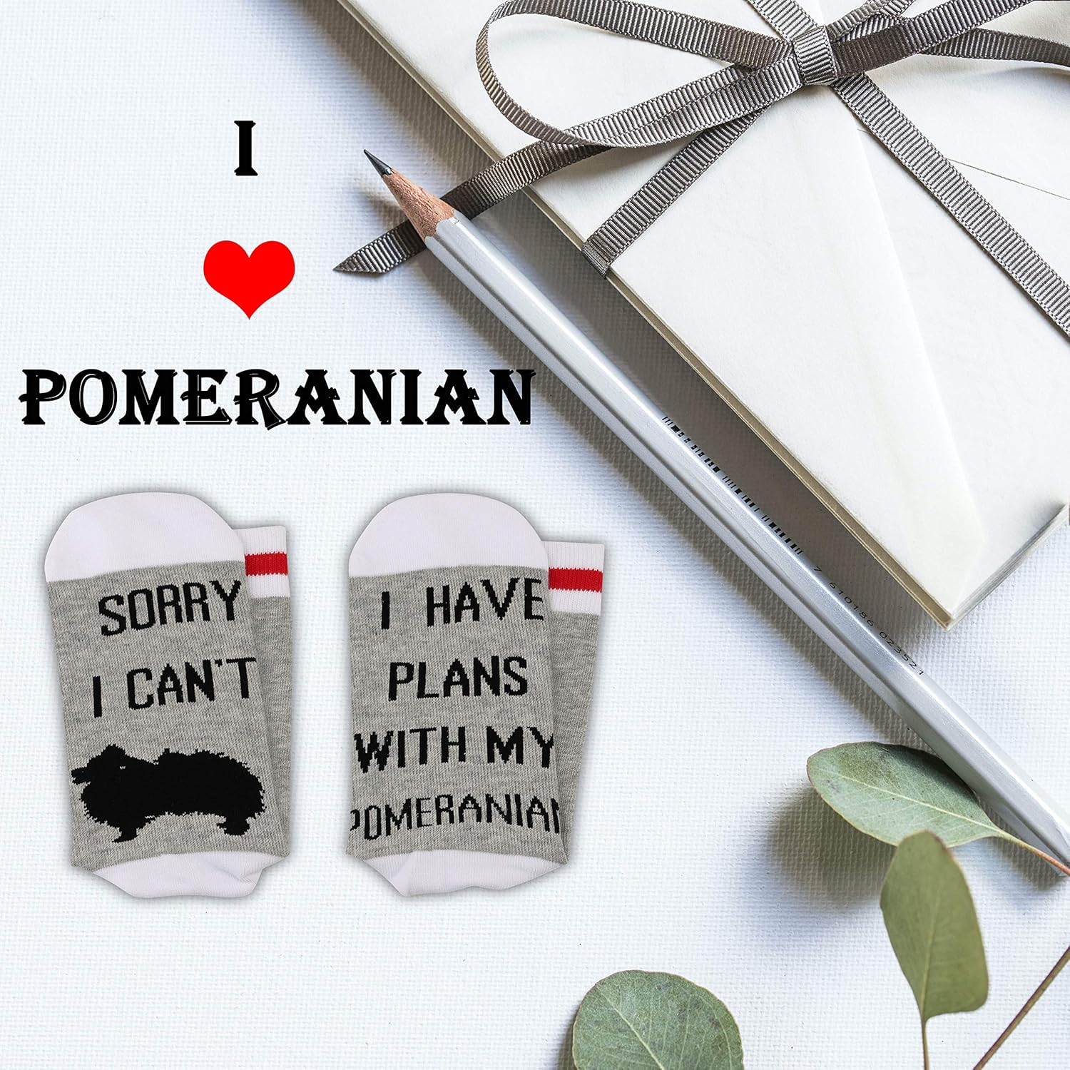 GJTIM 2PAIRS Funny Pomeranian Gift Sorry I Can't I Have Plans With My Pomeranian Dog Lover Dog Owner Socks - Image 4
