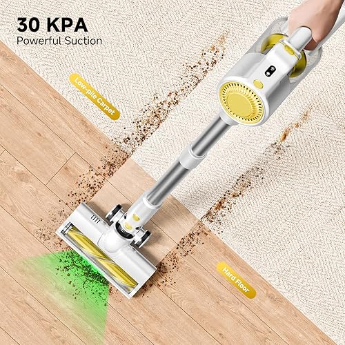 Miniatura 2 de Aspiradora inalámbrica para el hogar, potente aspiradora de palo con batería recargable, cepillo antienredos de luz verde, aspiradora de mano ligera