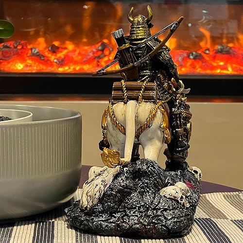 Miniatura 6 de LOOYAR Estatua medieval de resina de guerrero samurái de león blanco antiguo para decoración del hogar, sala de estar, porche, oficina, escritorio,