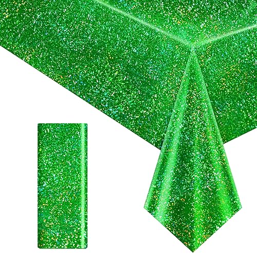 Miniatura 48 de 4 piezas de manteles holográficos láser morados iridiscentes brillantes, cubiertas de mesa de 40" x 108", manteles rectangulares desechables de