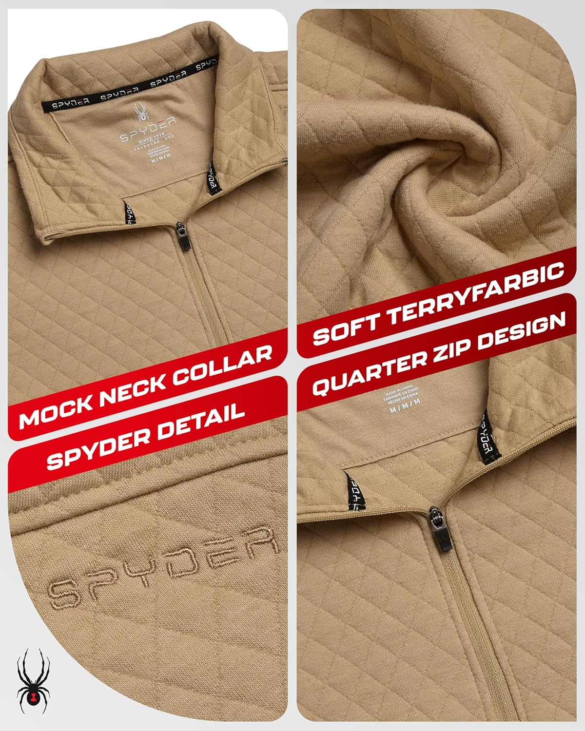 Spyder Mens Quarter Zip Pullover Sweatshirt - Lightweight Soft Fleece Athletic Pullover - Gym & Running Sweatshirts for Men - Image 3