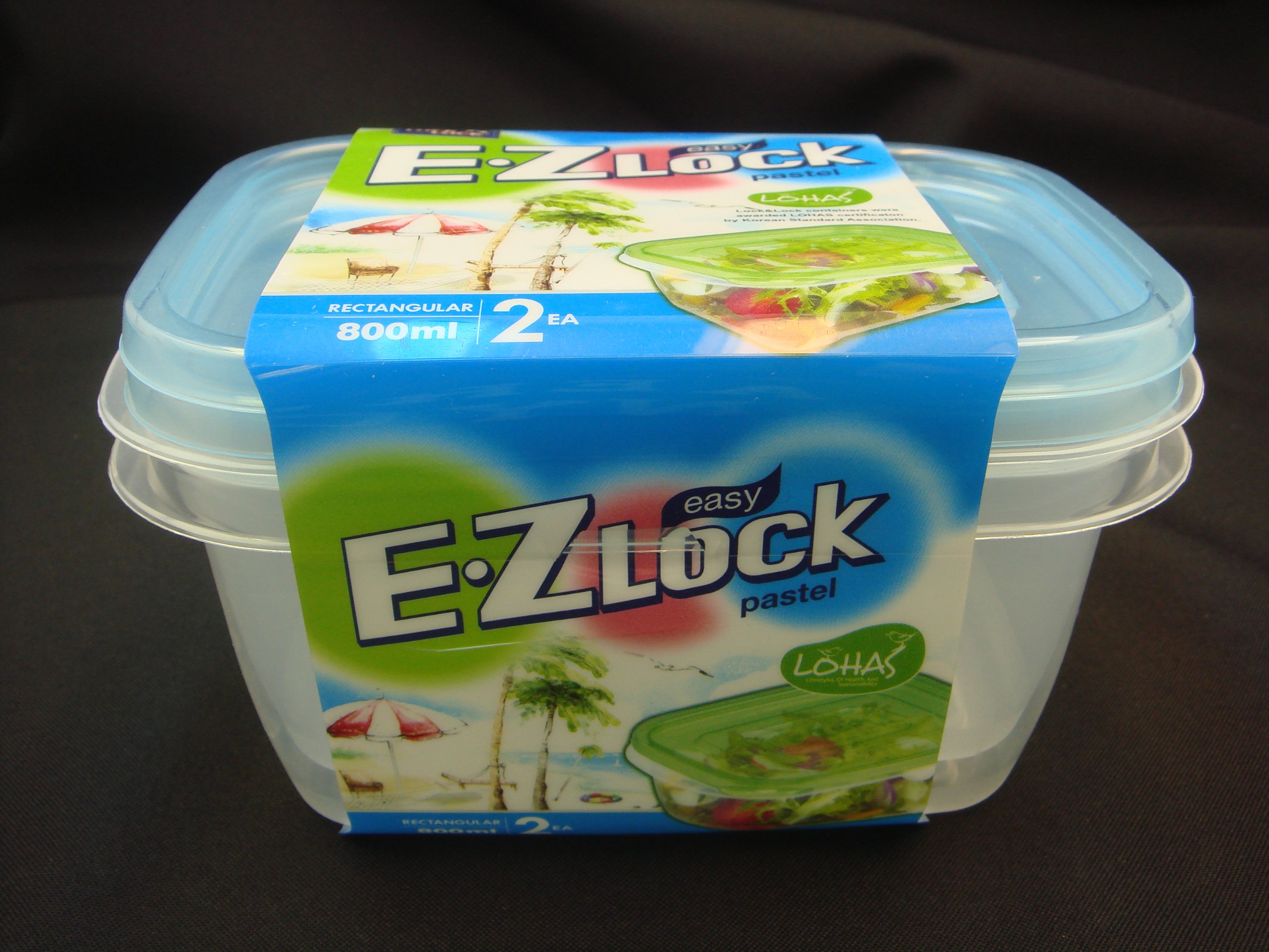 LocknLockEz Lock Pastel Rectangular Container, Set Of 2 Piece - Blue Hle6320W