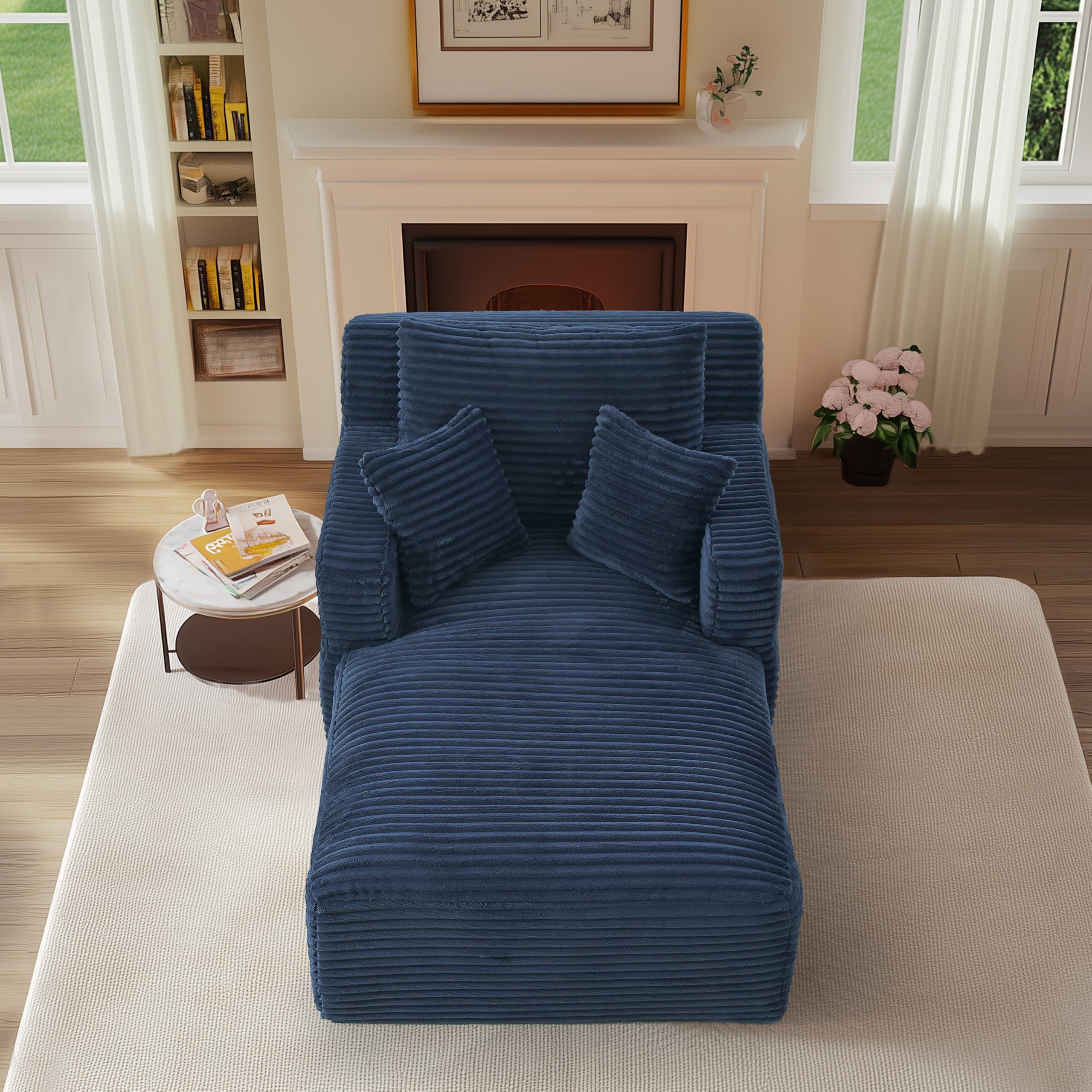 Sofa Bed with 2 Cushions – Small Couch with Spring Padding, Chaise Lounge Ultra-Soft, Compressed Sofa No Assembly Required for Guest Room & Small Rooms, 100 * 166 * 72/82cm (Blue)