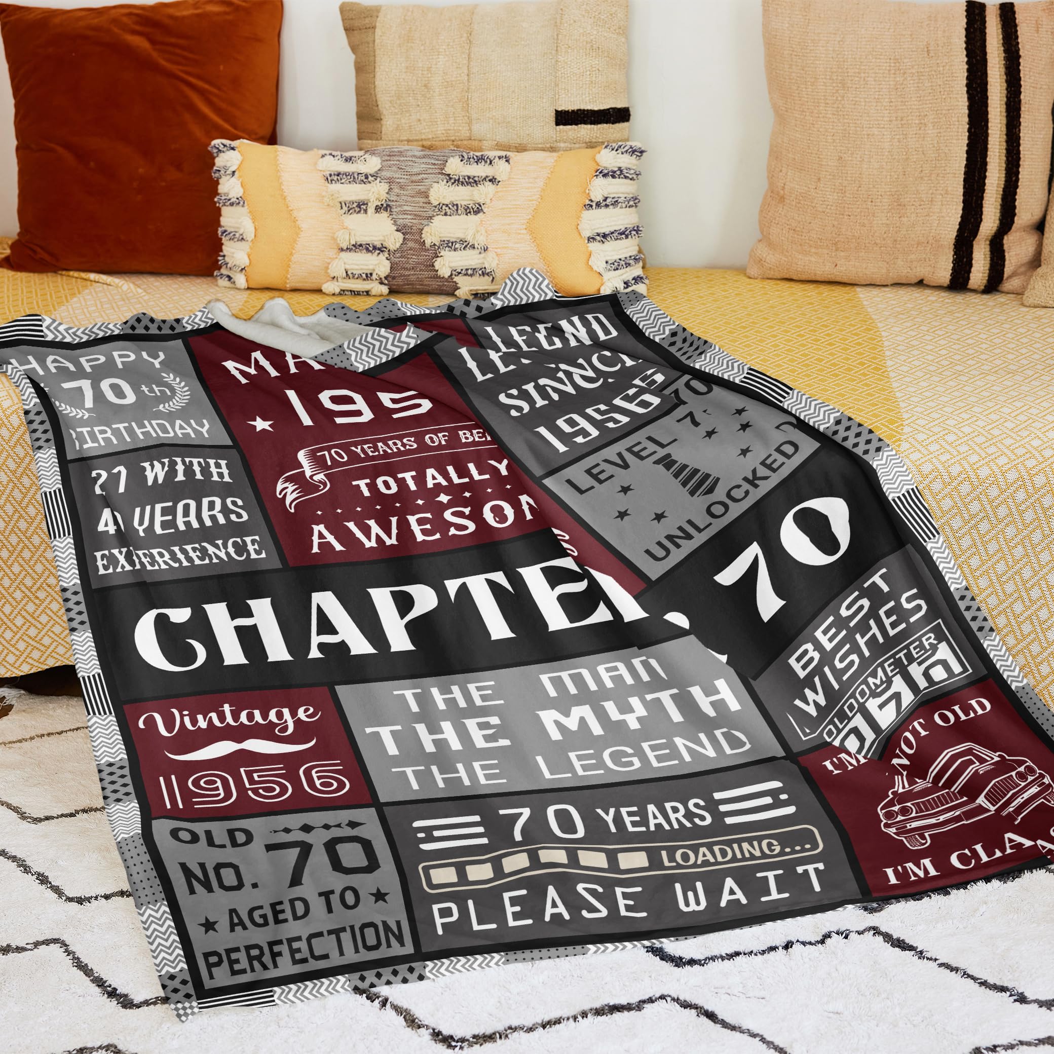 70th Birthday Gifts For Men Blanket 50*60, Happy 70th Birthday Gift Ideas, Gifts For 70-Year-Old, Gifts For Men Turning 70, Funny 70th Birthday Decorations, Unique Birthday Present 1956 Throw
