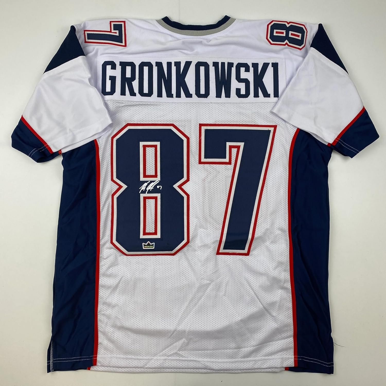Facsimile Autographed Rob Gronk Gronkowski New England White Reprint Laser Auto Football Jersey Size Men's XL