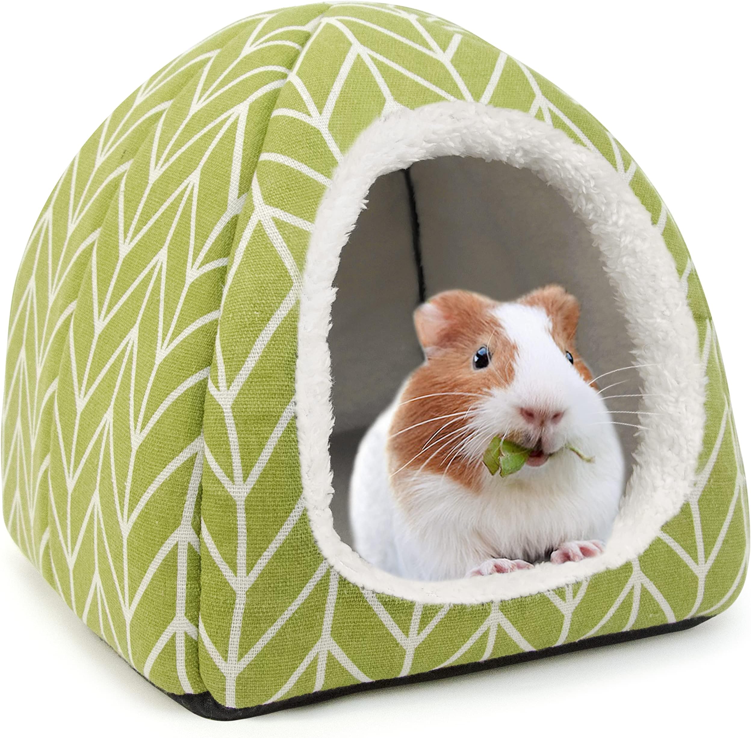 Guinea Pig Hideout Bed Rabbit House Cave Accessories Cozy Hide-Out for Bunny Hedgehog Ferret Chinchilla&Other Small Animals (Green)