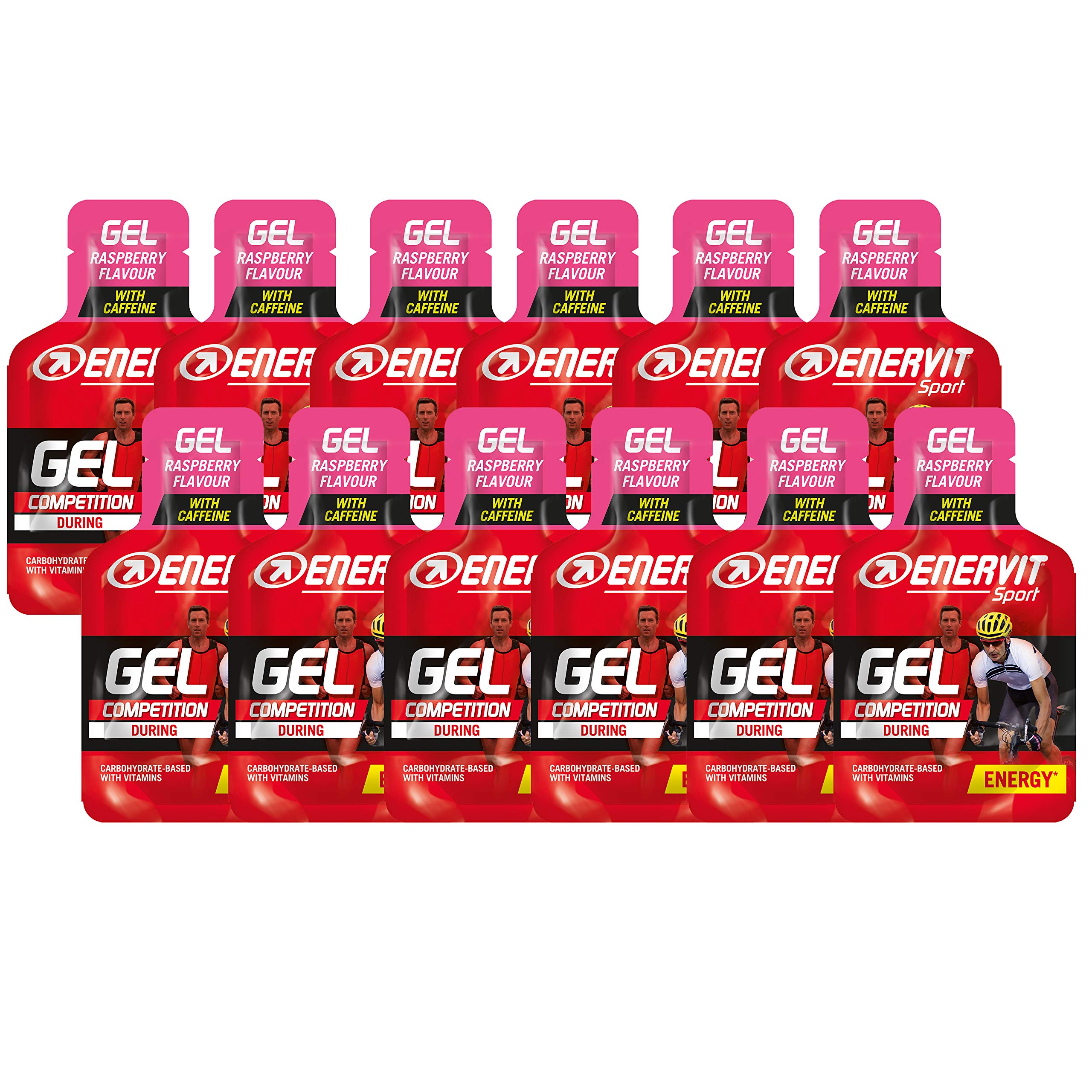 Enervit Sport Competition Gel with Caffeine, Raspberry, 12 x 25ml