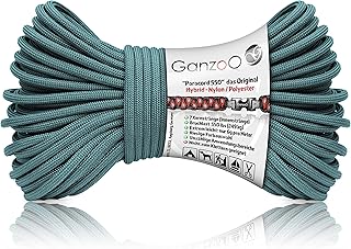 Ganzoo Paracord 550 Seil Typ 3 4 mm Thundercloud grau-blau, 30 m Hybrid Nylon/Polyester, 32-Litzen Mantel, 7 Kernstränge, ca. 250 kg Bruchlast, für Hundeleinen, Halsbänder, Knüpfen, nicht zum Klettern
