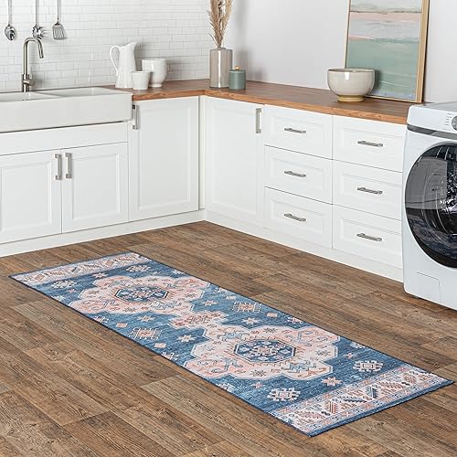 Miniatura 9 de nuLOOM Norma - Alfombra tradicional lavable a máquina, 6 x 9 pies, color azul