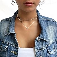 Vista 5 de Annika Bella Gargantilla de cadena para mujer, gargantilla de plata de ley 925, longitud de 13 a 16 pulgadas, collares cortos para adolescentes