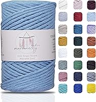 Vista 91 de Makromecity, Cordón de macramé de un solo hilo de 3 mm x 100 yardas (300 pies) Hilo de algodón azul marino de 3 mm de un solo hilo para arte