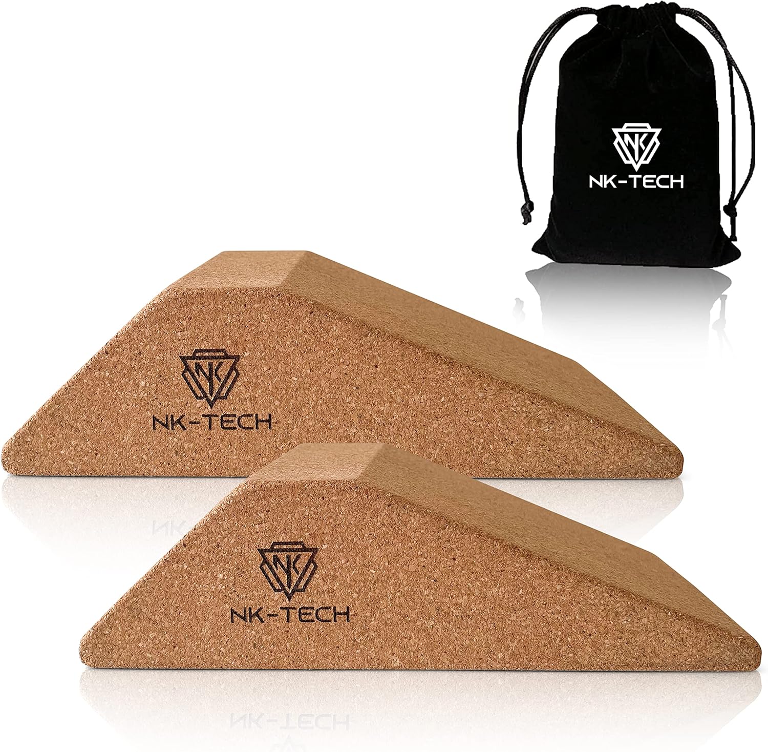 NKTECH Squat Wedge Block 2Pcs Set Cork Calf Stretcher