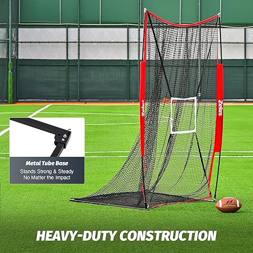 Miniatura 2 de ZELUS Red de fútbol de 7 x 4 pies, red de lanzamiento de fútbol portátil con accesorio de zona objetivo, herramienta de entrenamiento lateral para