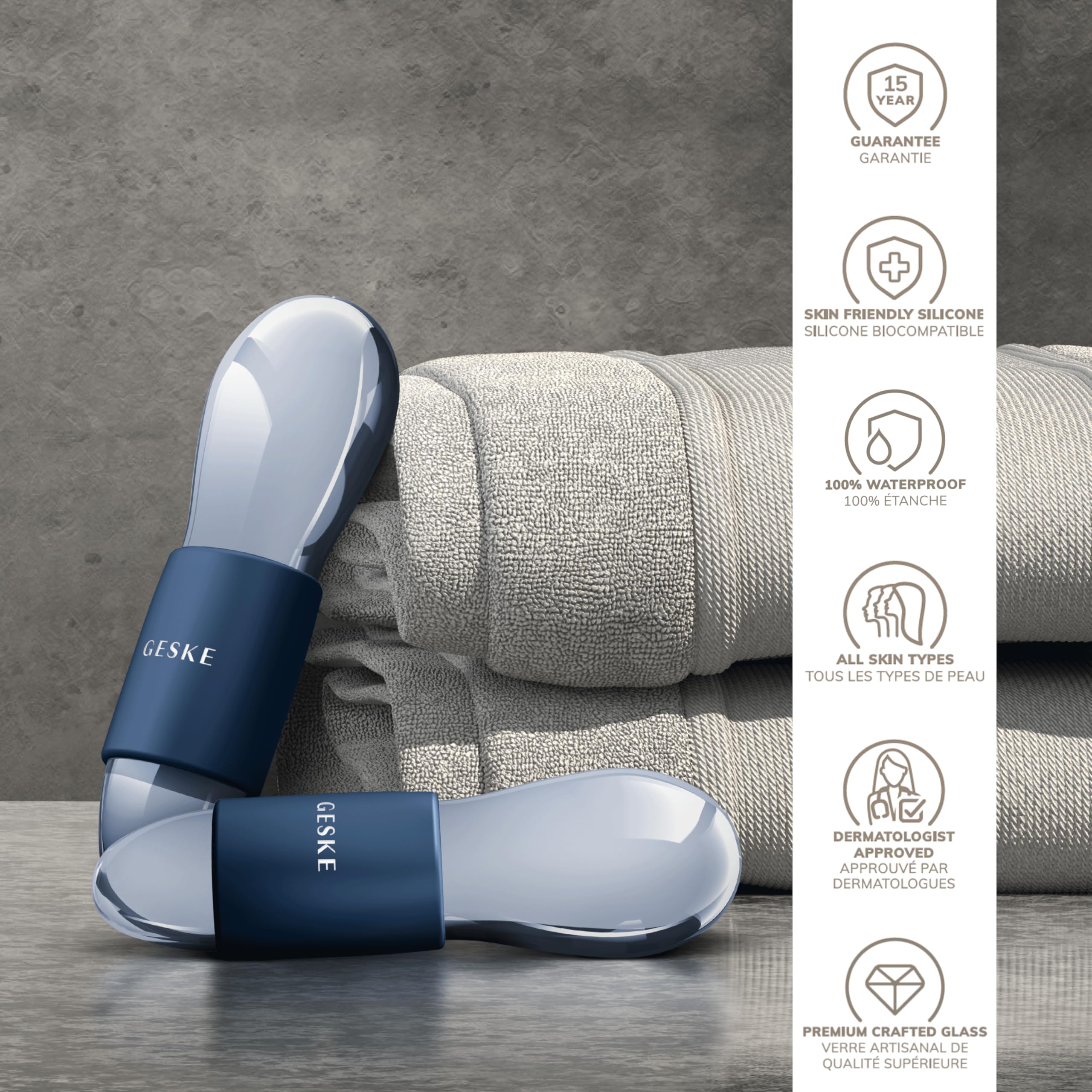 GESKE SmartAppGuided™ Cool & Warm Duo Eye Massager | 7 in 1 | Zwei Massagekugeln | Batterielose Wärme- & Kühltechnologie | Gegen Augenringe & Tränensäcke | Anti-Aging | Professionelle Hautpflege