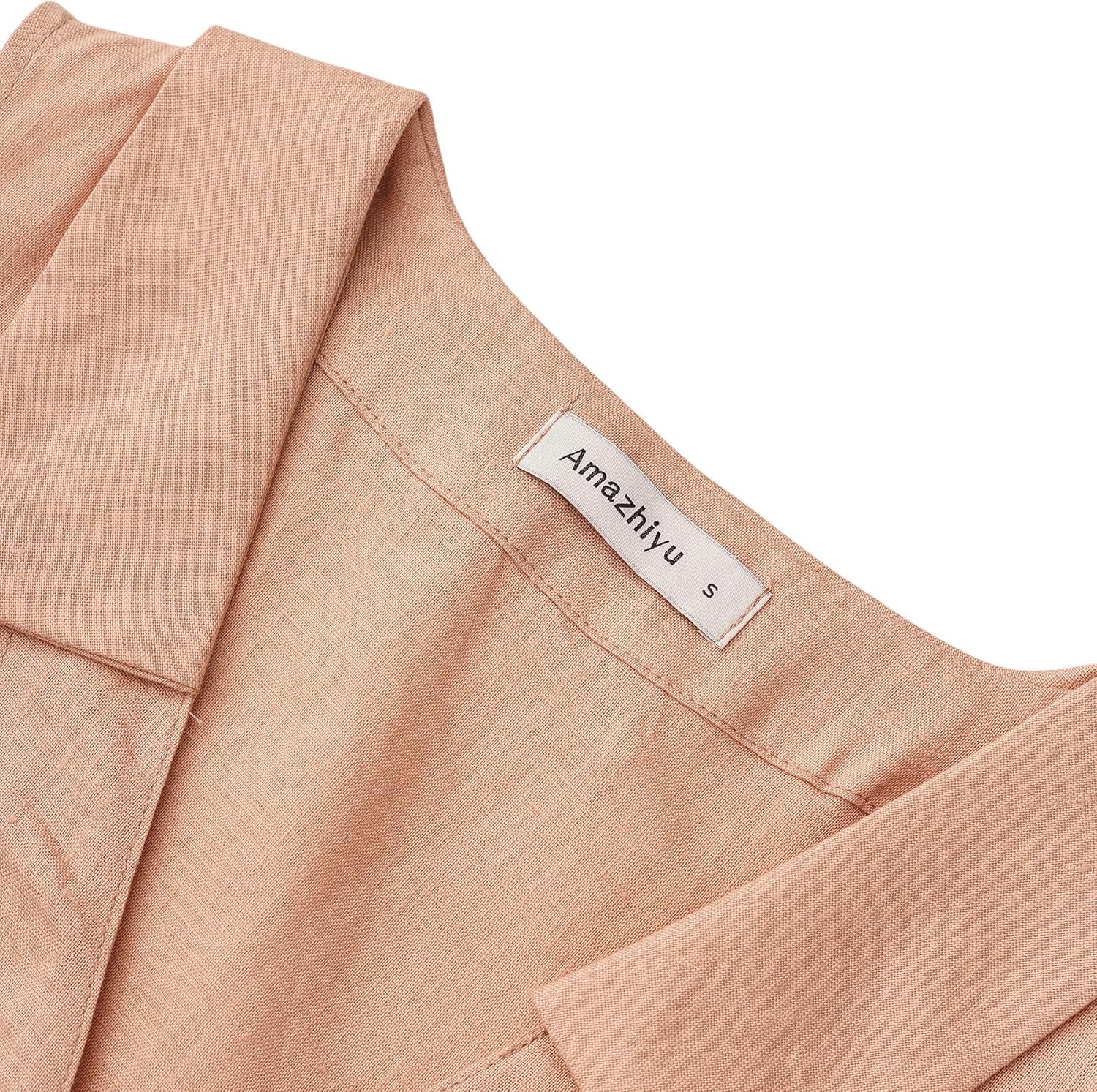 Amazhiyu Women's 100% Linen Summer Sleeveless Button-Down Tops Slight Crop Vest - Image 4