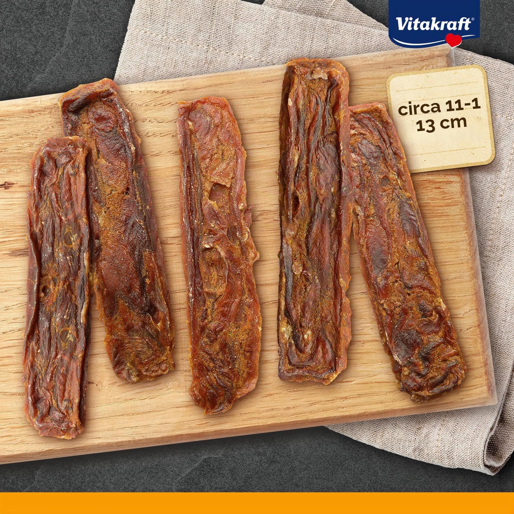 Vitakraft Pure Beef Strips, snack cane, strisce di carne di manzo, snack per l’addestramento cane, senza zuccheri aggiunti (10x 80g)