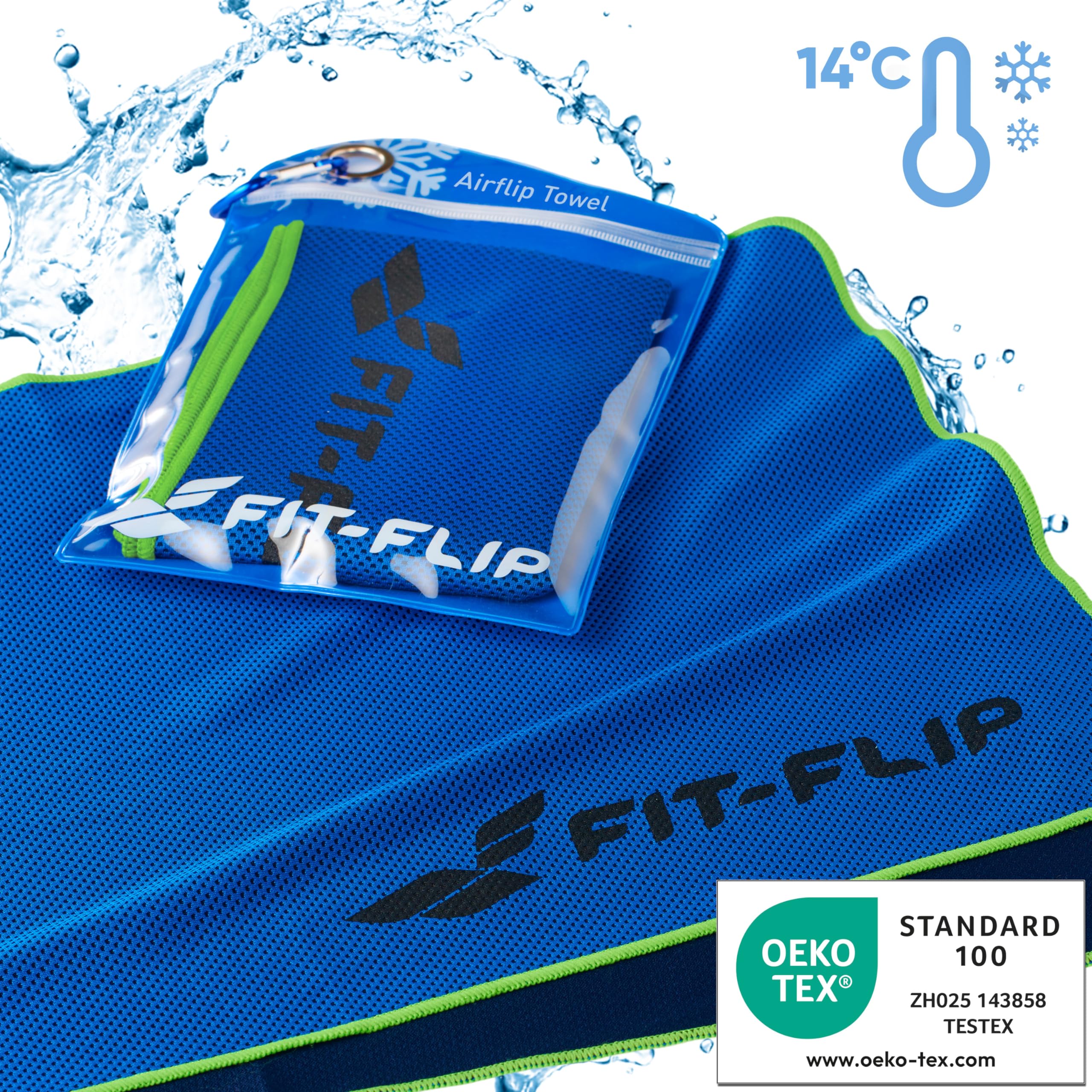 Fit-Flip Set of Cooling towels, Airflip, cool touch microfibre ice towel as wet neck scarf - Image 2