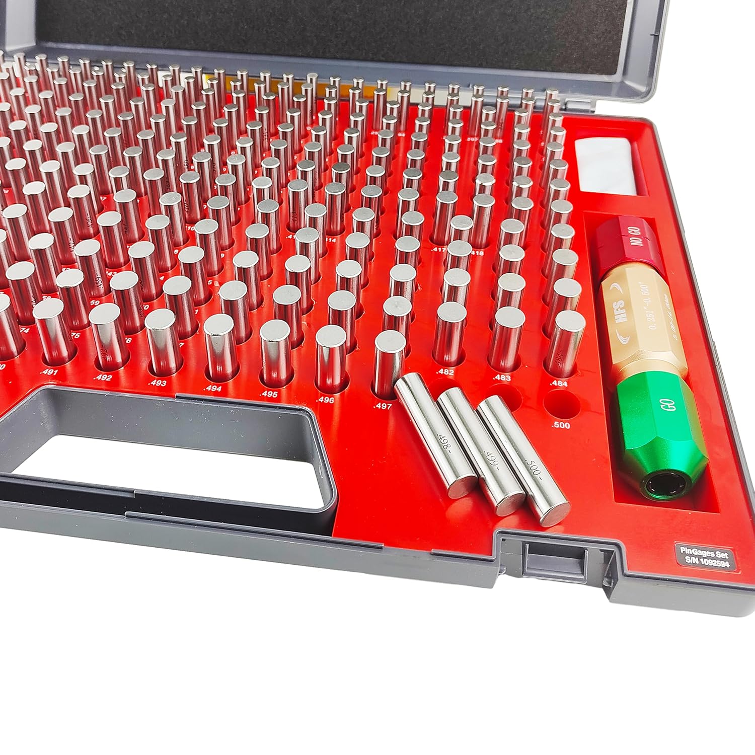 HFS(R) Class ZZ Pin Gauges Set with Go/No Go Handle for Machine Shops, Manufacturing 0.251"-0.500" 250 Pieces