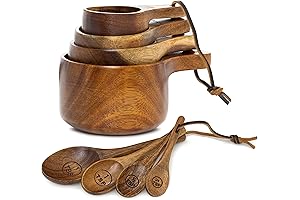 Wooden Measuring Cups and Spoons Set, Wood Kitchen Accessories