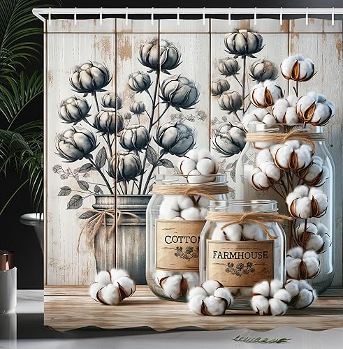 Miniatura 37 de Ambesonne - Cortina de ducha hippie, flores de aspecto de margaritas en ondas groovies abstractas estilo retro de los años 60 y 70, juego de Azul