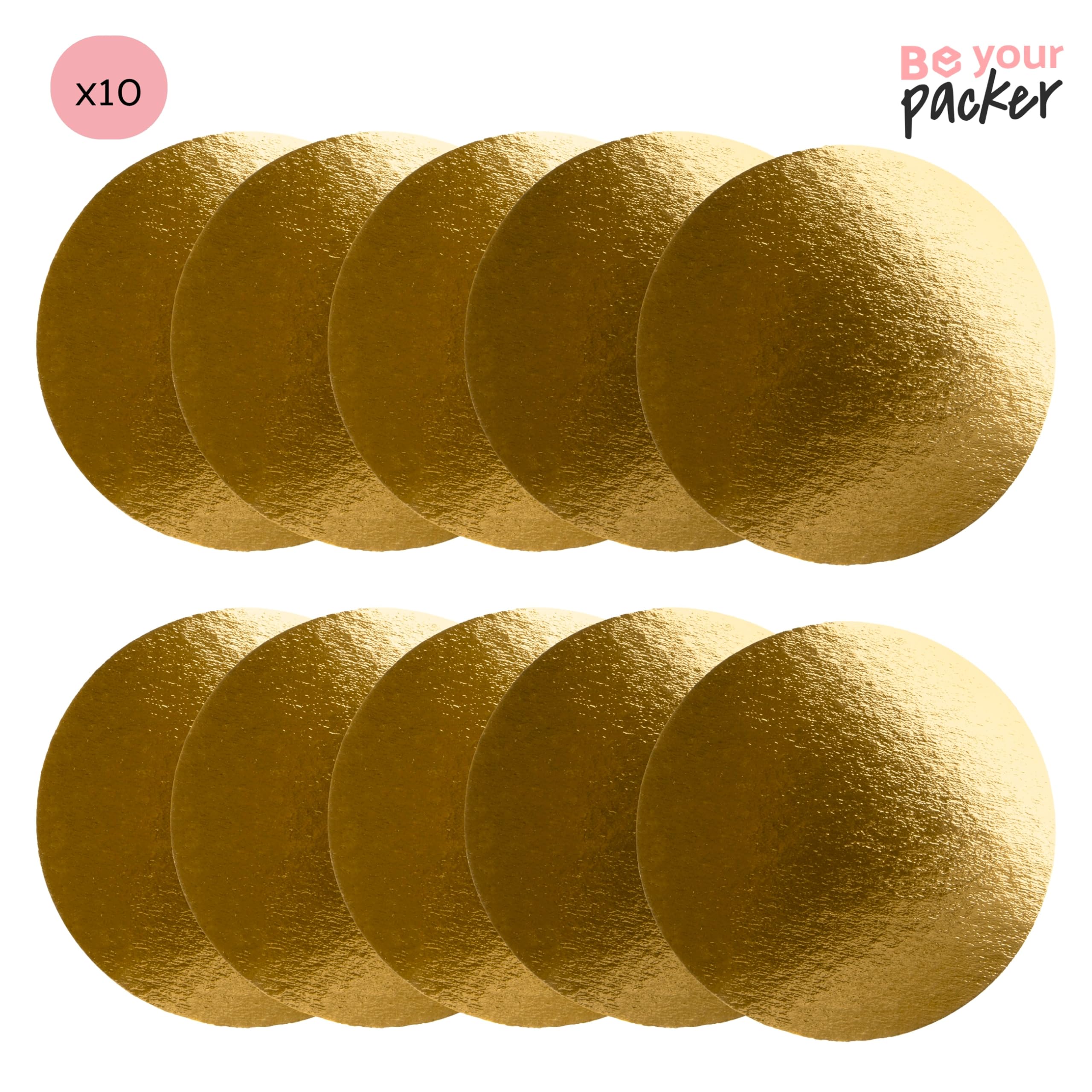 Be Your Packer Cake Board 9 inch round (9.45 inch) - Decorative Round Cardboard Pastry Base - 1 mm Thick - Double Sided Gold - 10 Pack - Image 3