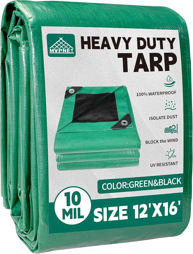 Tarp 8x10 ft 100% Waterproof 7mil Durable Grommets and Tarp 8x10 ft 100% Waterproof 7mil Durable Grommets and