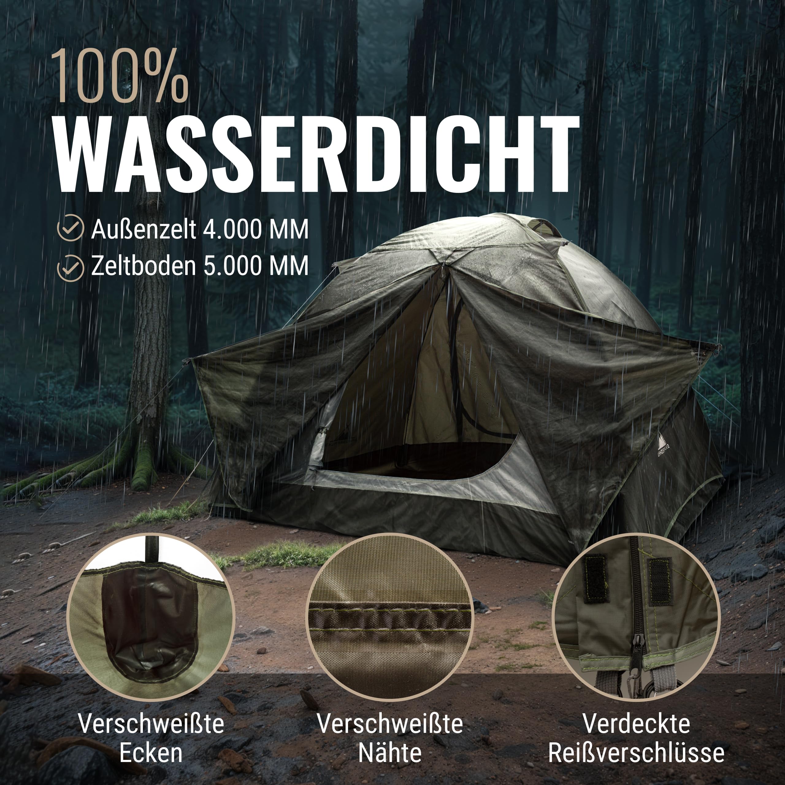 WANDERFALKE® Namiot dla 2-4 osób, wodoszczelny, ultralekki, mały rozmiar po spakowaniu, namiot kempingowy z przedsionkiem, namiot rodzinny, namiot outdoorowy na kemping, podróż, wędkowanie, na ciepłe