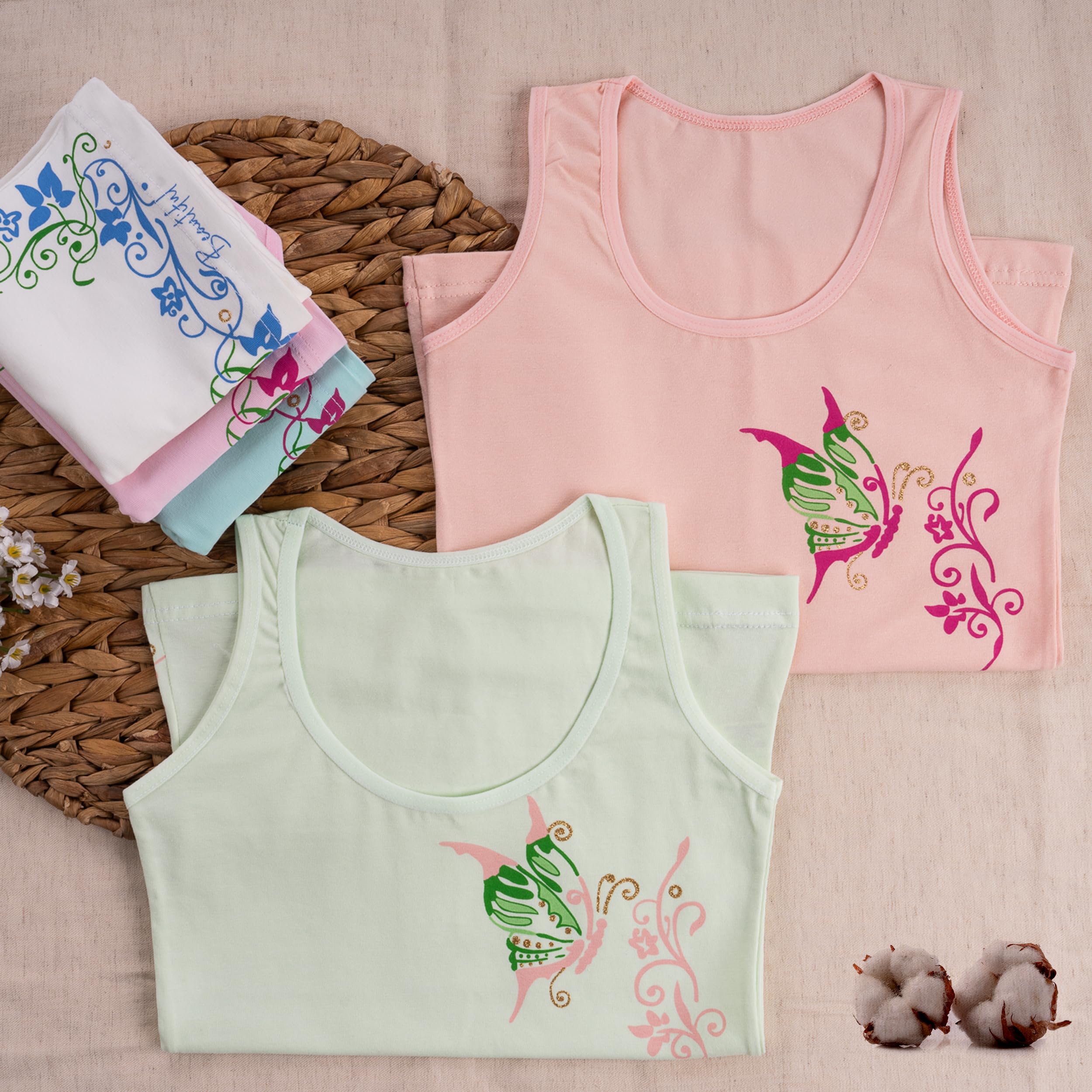 LOREZA® 5 Filles Maillot de Corps en Coton Débardeur Enfants sous-vêtements 2-15 Ans