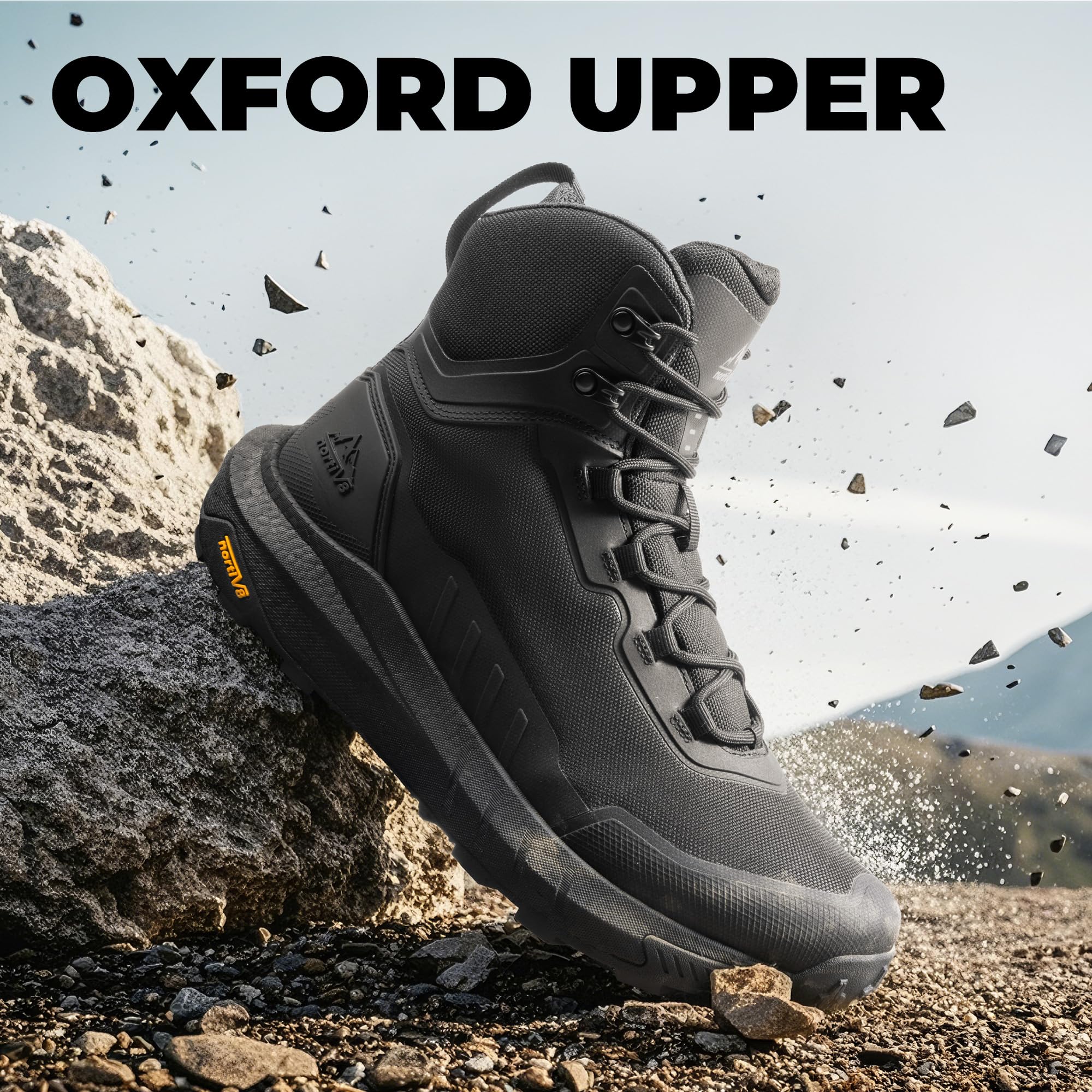 NORTIV 8 Herren Taktische Wanderschuhe Leichte Dämpfungssohle Stiefel für den ganzen Tag Seitlicher Reißverschluss Motorrad Kampf Militärstiefel