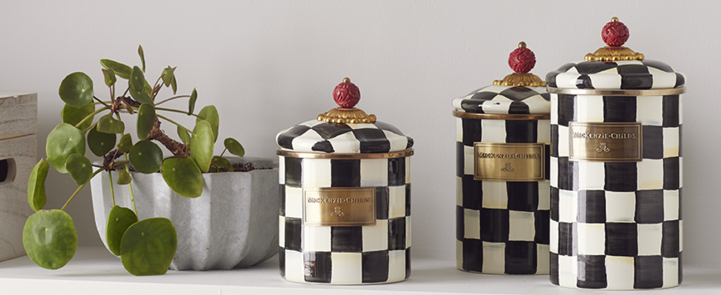 Amazon.com: MACKENZIE-CHILDS Small Enamel Canister, Kitchen